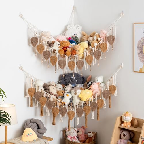 Pretty Jolly Stuffed Animal Hammock with Leaf Beads and Tassels - Image 4