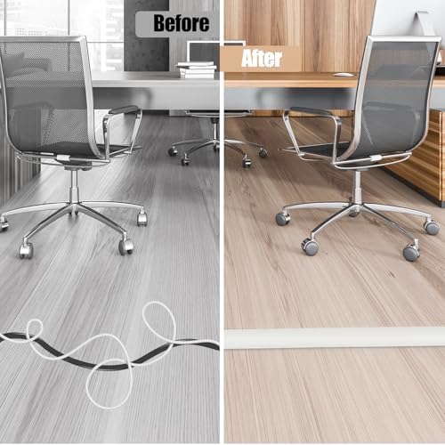 Floor Cord Cover Cable Cavity Self Adhesive Cord Hider Floor 3.3FT Floor Cable Management Power Cord Protector Floor Electric Cord Covers for Offices, Gym, Exhibitions (Beige, 1.18" x 3.3') - Image 4