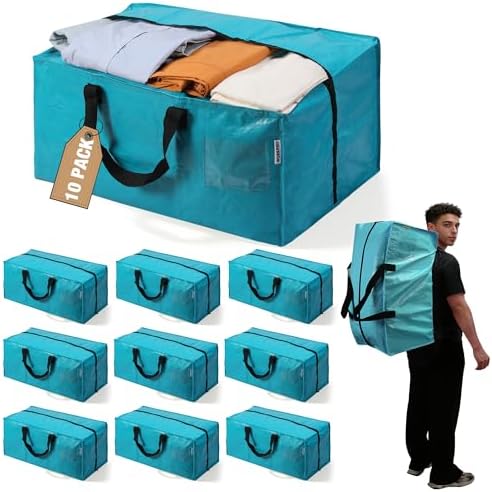 WORKPRO 10 Pack Extra Large Moving Bags with Backpack Straps & Handles by WORKPRO