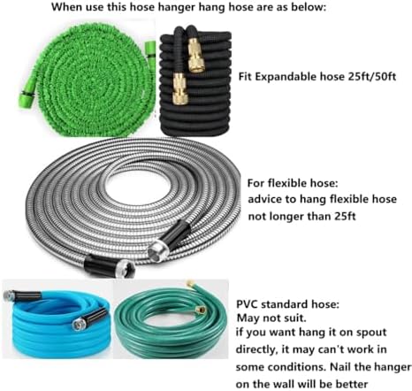 Garden Hose Hanger - Heavy Duty Metal Holder for 50ft/25ft Expandable Hose, Supports 110lbs - Portable Garage Storage - Image 6
