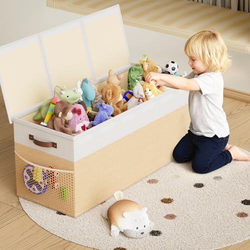 Dayacoco Extra Large Toy Box, Collapsible toy Storage, Kids Organizer,Beige - Image 7