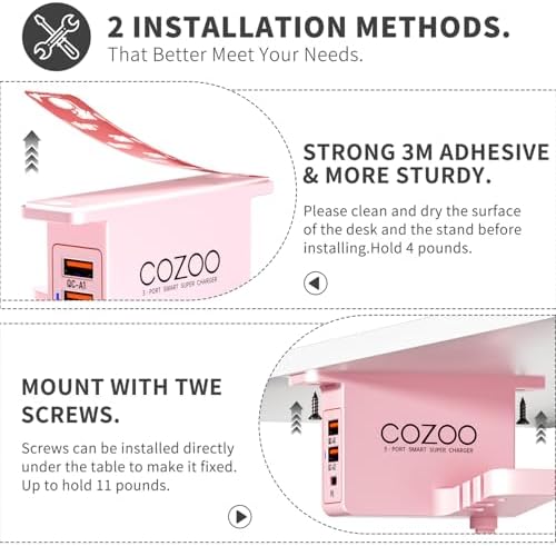 cozoo Desk Headphone Holder Hook Headset Watch Cable Bag Storage Pink - Image 4