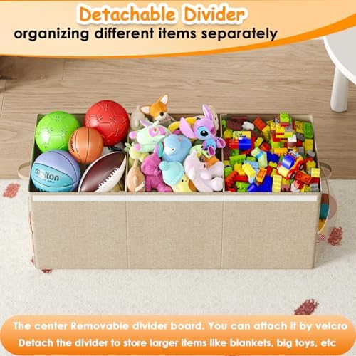 150L Extra Large Toy Storage Box with Lid, Foldable Toy Chest Organizer - Image 4