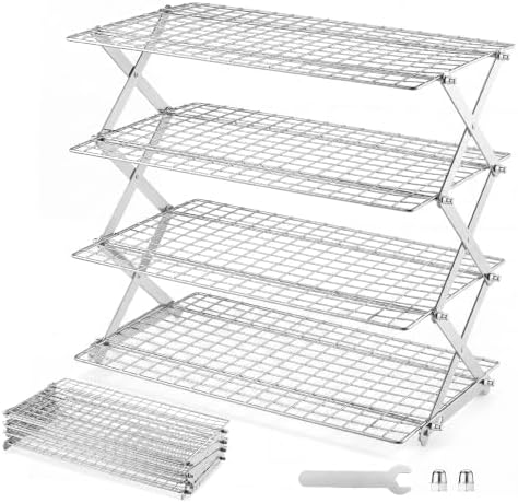 LIANYU 4 Tier Collapsible Cooling Rack, Stainless Steel Baking Rack by LIANYU