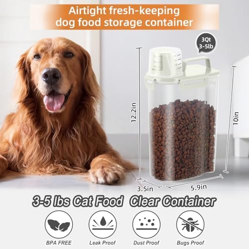 3-5Lbs Airtight Small Dog Cat Pet Food Storage Container-White 2Pack - Image 6