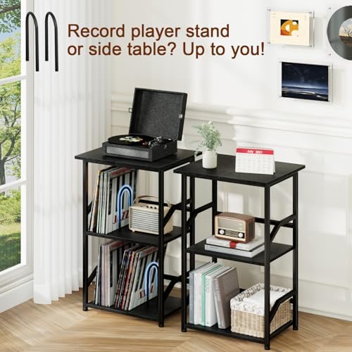LOAKEKEL Record Player Stand, Large Vinyl Record Storage Up to 200 Albums - Image 5