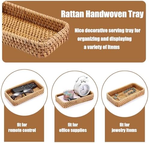 BTSKY Small Remote Basket for Coffee Table Entryway Living Room Rattan - Image 4
