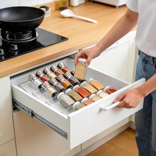 4 Pack Spice Drawer Organizer, Acrylic Spice Rack Expandable 9" to 18" - Image 7