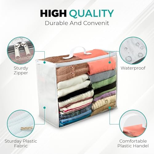 VitalUp Clear Plastic Storage Bags, Durable Zippered Storage Bags for Comforters, Blankets, Clothes, and Bedding - Breathable Nonwoven with Clear Front for Easy Organizing, 20x20x8, 3 Pack - Image 5