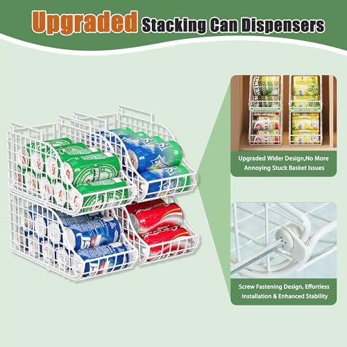 Sonyabecca 4-Pack Stackable Can Rack Organizer for Kitchen Pantry，White - Image 7