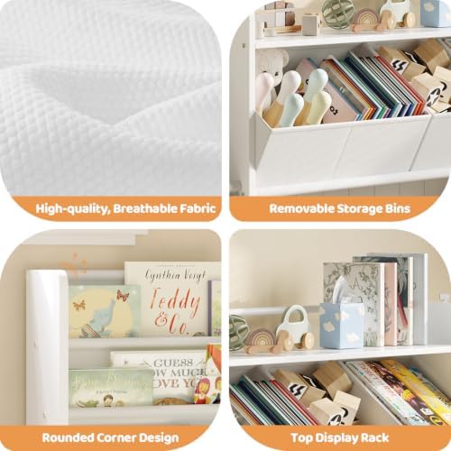 FOUCSSOMEI Kids Toy Storage Organizer with Bookshelf for Playroom Nursery - Image 5