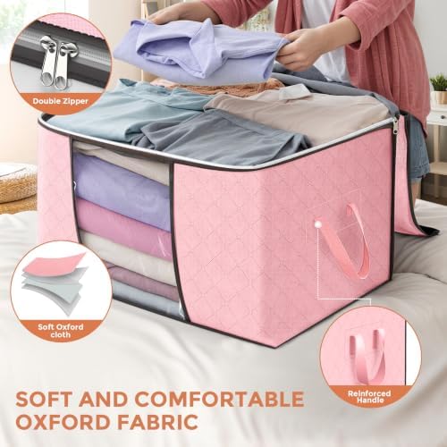 90L Large Storage Bags, 8 Pack Clothes Storage Bins Closet Organizers - Image 4