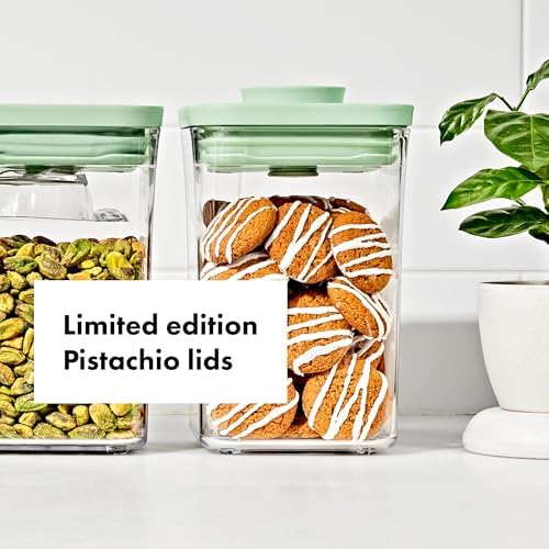 OXO Good Grips Airtight POP Container | Pistachio | Push Button Seal | For Sugar & Flour | 3 Containers with Mini Scoops, Pack of 2 - Image 4