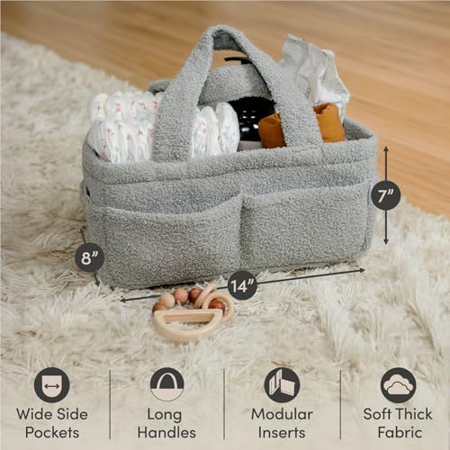 PUTSKA Baby Diaper Caddy Organizer, Nursery Fleece Basket - Image 2