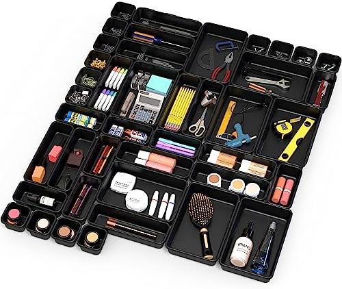 Simple Houseware Interlocking Desk Drawer Bins Organizer, 42 Packs, Black by SimpleHouseware