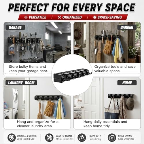 HYRIXDIRECT Broom Hanger Wall Mount, Broom Mop Organizer for Garage - Image 5