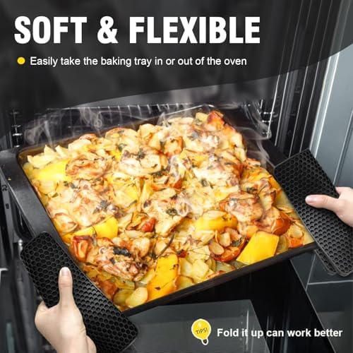 Walfos Silicone Trivet Mats - 4 Heat Resistant Pot Holders, Multipurpose Non-Slip Hot Pads for Kitchen Potholders, Hot Dishers, Jar Opener, Spoon Holder, Food Grade Silicone & BPA Free (Black) - Image 5