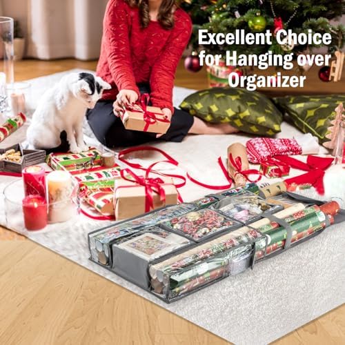 Christmas Wrapping Paper Organizer Storage, Hanging Gift Bag Storage Organizer, Double-Sided Wrapping Paper Holder Storage - Grey - Image 7