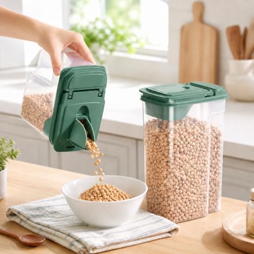Tribello Food Storage Dispenser with Pour Spout Lid – Pantry Bin – Clear Slim Food Storage Container for Rice, Sugar, Cereal – BPA Free - Kitchen Organization (Large 3.8 Quarts - 2 Pack) - Image 2