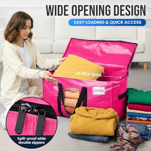 TAILI 2 Pack Pink Extra Large Moving Bags,Storage Bags with Visible Window - Image 5
