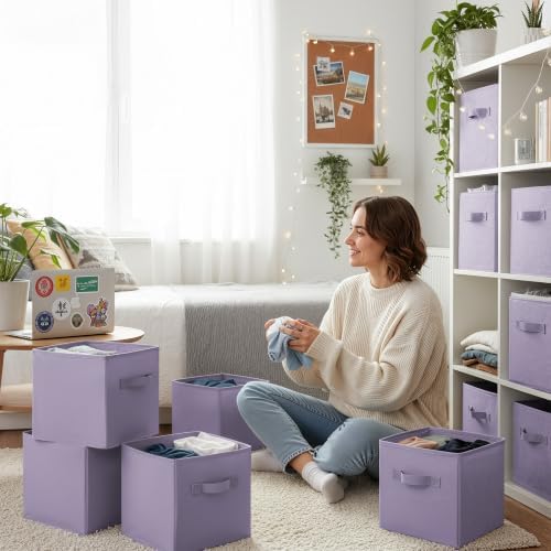 GRANNY SAYS 11 Inch Cube Storage Bins, Lavender Purple, 6-Pack - Image 7