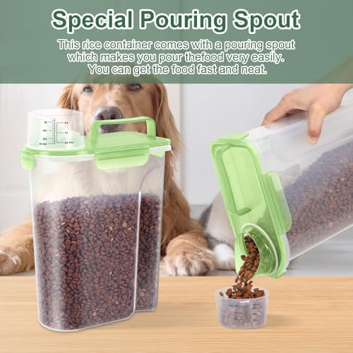 LEAWALK Cat Dog Pet Food Storage Container 5-7Lbs BPA-free-Clear Green - Image 4