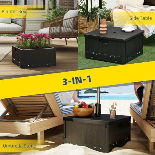 Outsunny 2-in-1 Outdoor Umbrella Base, Planter Box, 175 lbs. Capacity Black - Image 4