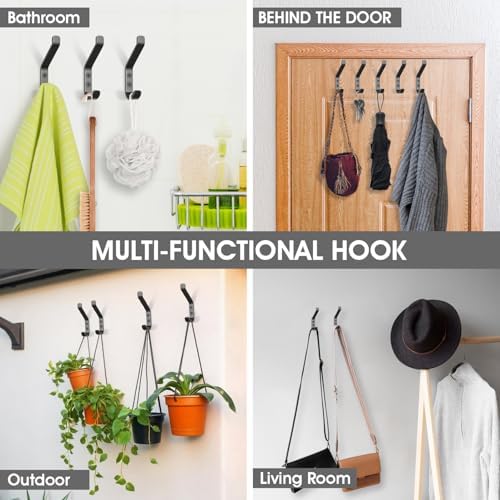 GlazieVault Coat Hooks Wall – Door Hooks (10 Pack) - Heavy Duty Wall Mounted - Premium Design Rust Free Hooks - Image 6