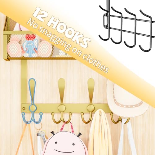 Kaiferty Over The Door Hooks Organizer, Coat Rack Over The Door Storage Hanger Towel Rack, Back of Door Storage Organizer for Bathroom,Bedroom,Kitchen,Office (Gold, 2-Tier) - Image 4