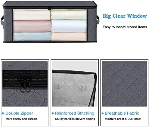 HomeHacks 10-Pack Clothes Organizer Storage Bags, 35L Storage Bins, Gray - Image 3
