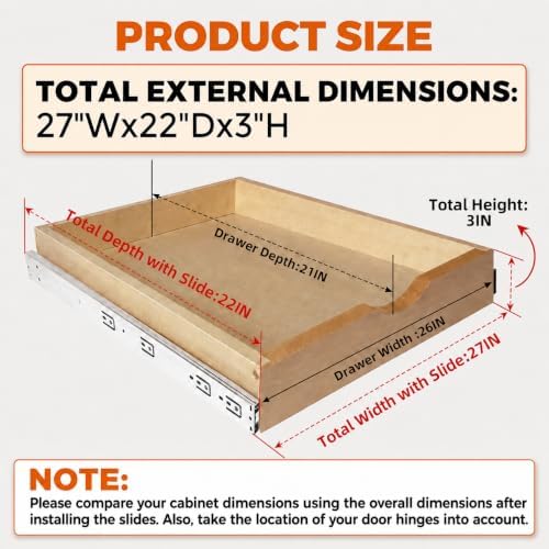 Pull Out Drawers for Cabinet Wood 27" W x 22" D Slide Out Organizer - Image 2