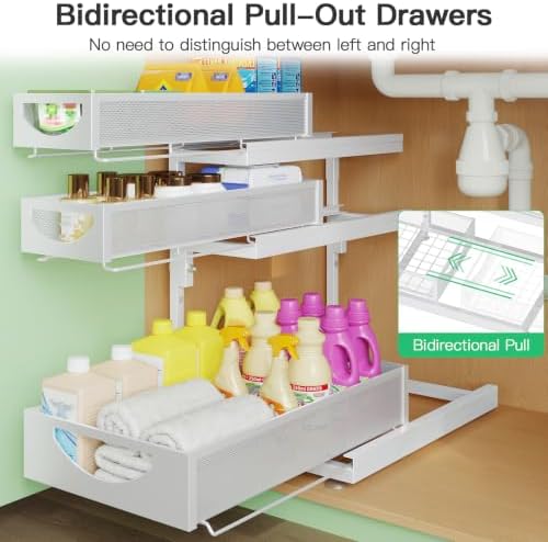 Under Sink Organizer, 2-Pack 3-Tier Pull Out Cabinet Organizers and Storage - Image 4