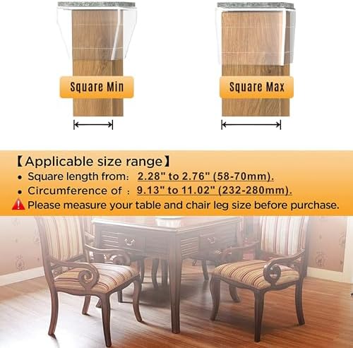 Square Chair Leg Protectors for Hardwood Floors. - Image 2