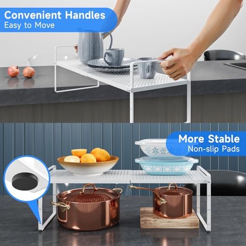 Expandable Cabinet Shelf Organizers, Kitchen Small Stand Rack Organization for Countertop Cupborad Pantry Desktop Spice Rack, White 1 Pack - Image 6