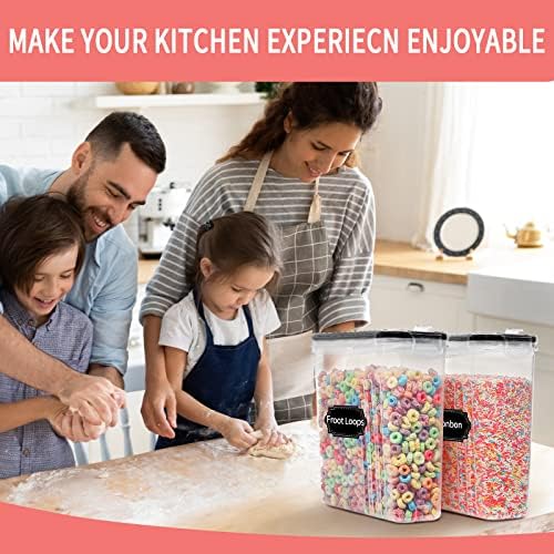 PRAKI Cereal Containers Storage Set (4L,135.2 Oz), 8PCS Airtight Food Storage Containers with Lids for Kitchen & Pantry Organizers and Storage, Cereal Dispensers with 20 labels, Measuring Cup & Marker - Image 6