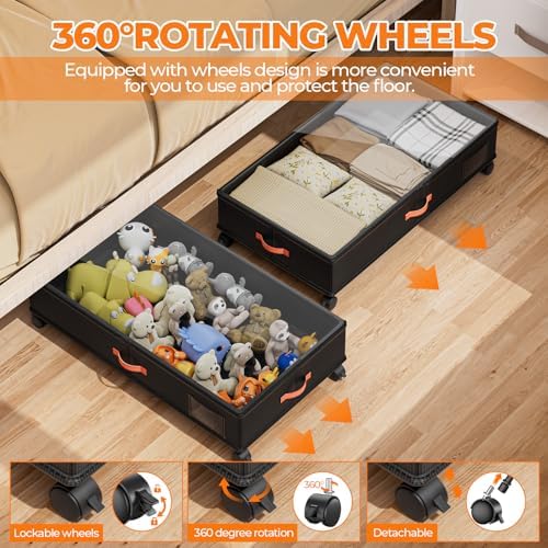 Ashwanth Under Bed Storage with Wheels, 2-Pack, XXL Large, Black - Image 5