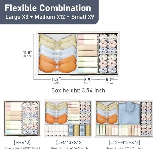 DIMJ Drawer Organizer Clothes, 8 Pack Dresser Organizer, Foldable Closet Organizers and Storage, Fabric Dresser Bins, Drawer Dividers for Nursery, Baby Clothes, Underwears, Sock (white) - Image 2