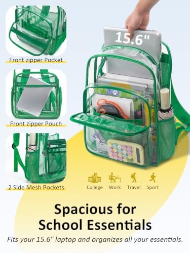 Heavy Duty Clear Backpack With TSA Lock, 18 Inch Large Clear Bookbag - Image 4