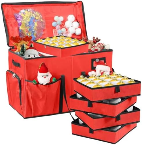 Christmas Ornament Storage Box,2-in-1 Christmas ornament organizer by Peyulia