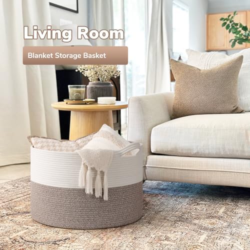 Goodpick 65L Large Woven Rope Basket for Blankets Living Room, 65L - Image 2