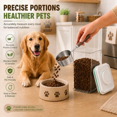 Pet Dog-Cat Airtight Food Storage-Container - 4.2Qt/4L jar with lid and 1/4Cup scoop | Holds 3–5 pounds of dry pet food | BPA-Free - Image 6