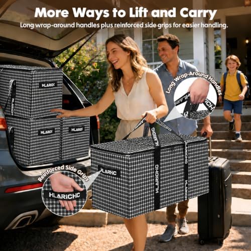 Heavy Duty Moving Bags 97L - Extra Large Storage Bags with Strong Zipper & Comfortable Handles, Packing Boxes for Moving House, College Dorm, 4 Pack, Black, Virgin PE Material - Image 6
