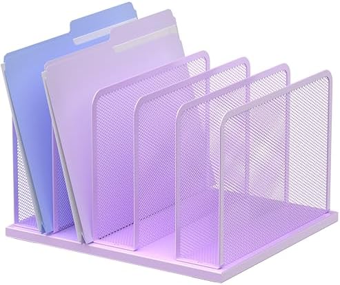 Kuntine.B 5-Section Upright Desk File Organizer Purple 1 Pack by KuntineB