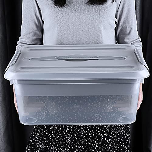 BTSKY Stack & Carry Box, Clear Plastic Storage Container Stackable Home Utility Box with Removable Tray Multi-Purpose Storage Bin for Organizing Stationery, Sewing, Art Craft Supplies(Grey) - Image 4