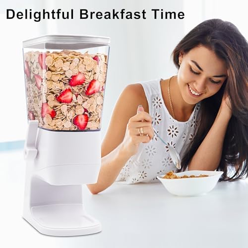 Cereal Dispenser Countertop, Cereal Containers Storage Snack Dispenser for Pantry, 3.2L Dry Food Dispenser for Grains, Nuts, Snack,Oatmeal, Pet food, White, 1Pc - Image 5