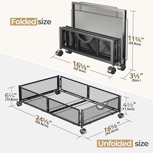 Yecaye Under Bed Storage with Wheels, 4 Pack Under Bed Shoe Storage, Black - Image 2