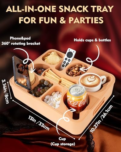 Couch Cup Holder Tray Dual Cup Silicone Organizer – Waterproof Anti-Slip Snack & Drink Tray for Sofa, Bed, Car & Camping, Dishwasher Safe Funny Gift - Image 2