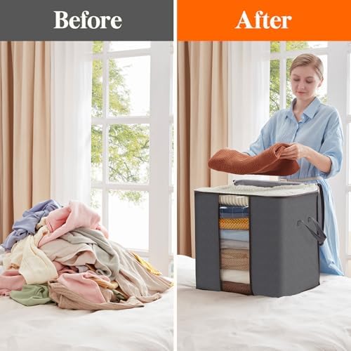 Lifewit 6 Pack 100L Clothes Storage Bins with Lids, Blanket Storage Bags - Image 5