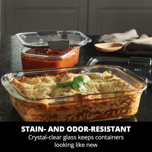 Rubbermaid Brilliance Glass Storage 4.7-Cup Food Containers with Lids Set of 3 Clear - Image 5