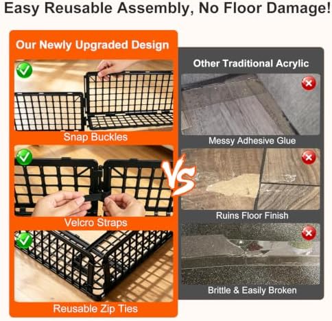 12 Pcs Under Bed Blocker for Pets, Floor-Safe Under Couch Blocker - Image 4